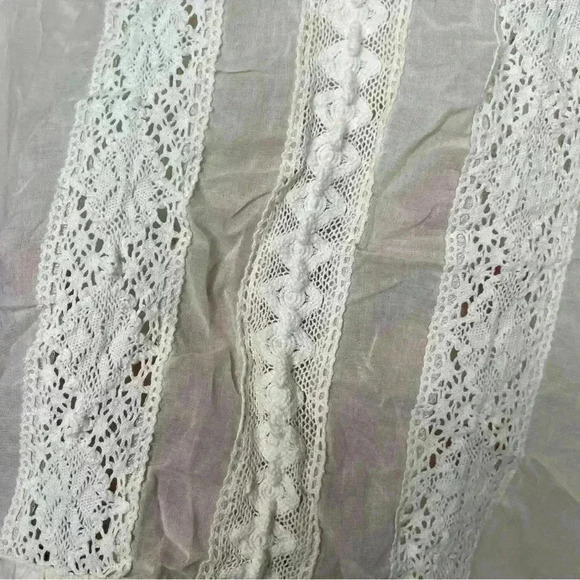 Free People Sheer Eyelet Detail White Boho Top Sz XS - Picture 8 of 10